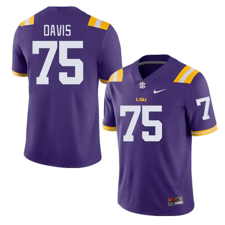 Men's LSU Tigers Weston Davis #75 Purple NCAA Football Jersey